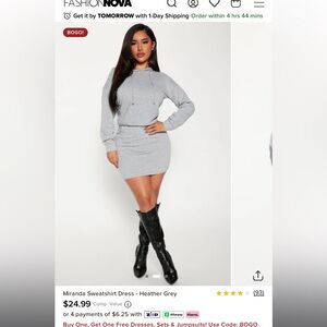 Fashion Nova Light Gray Hoodie Dress